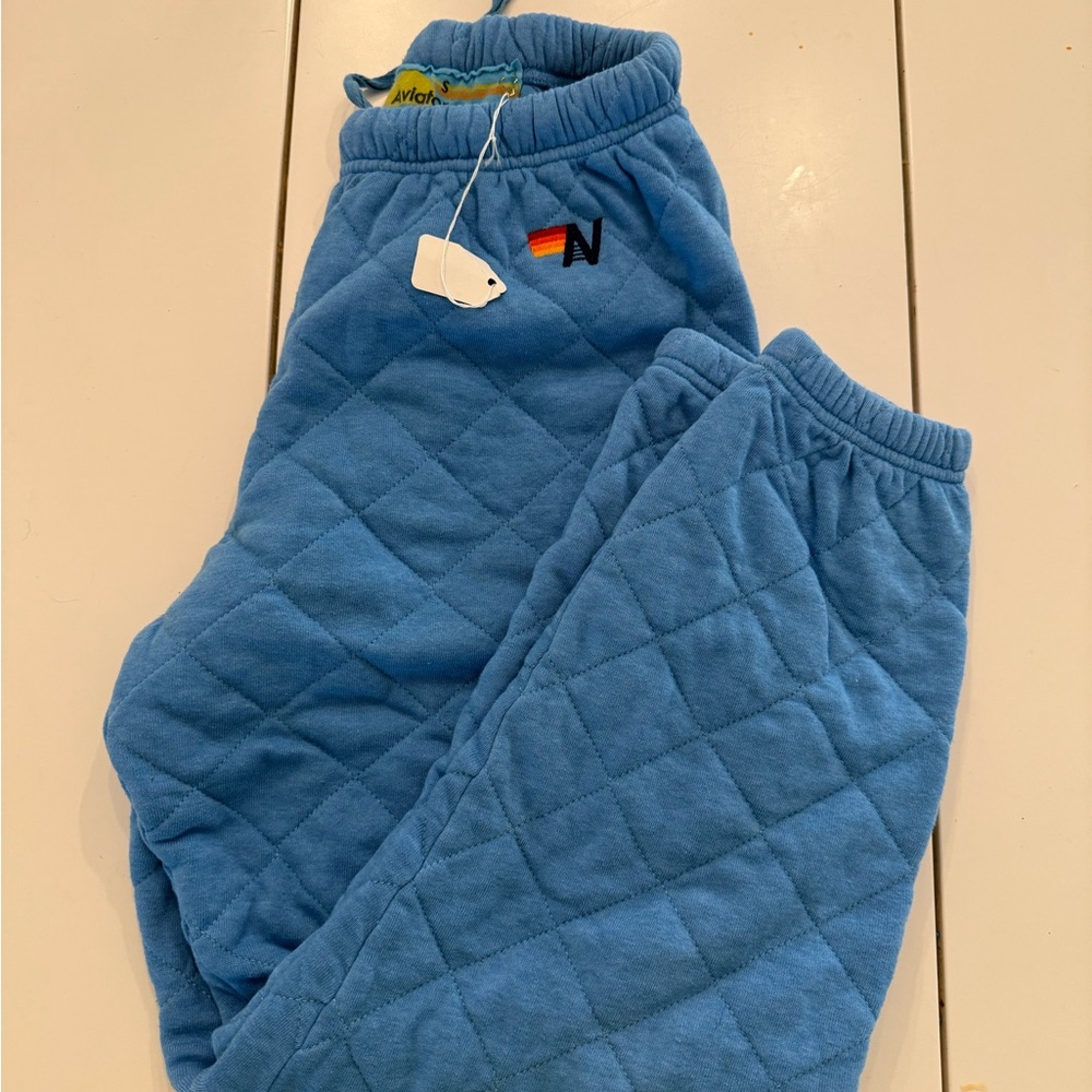 Aviator Nation Blue Quilted Joggers
